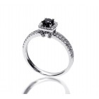 0.88 Cts. 18K White Gold Black Diamond Engagement Ring